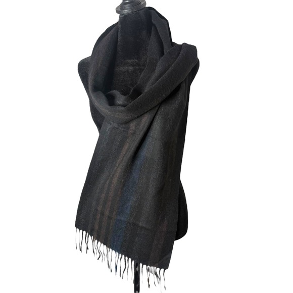 Nordstrom Mens‎ Lambswool Scarf Striped Fringed Classic Preppy Outdoors Luxury - Picture 1 of 5